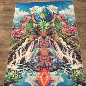 Earth & Water Psychedelic Tapestry - Blue, Green, Pink